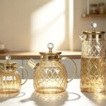Heat-resistant transprement brown glass teapot