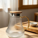 ribbed glass water pitcher
